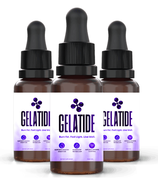 Gelatide plant-based belly fat drops - sublingual supplement bottle